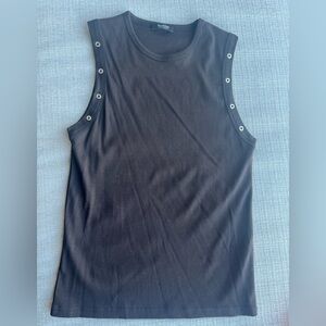 Massimo Dutti Chocolate Brown Tank Top with Silver Accents